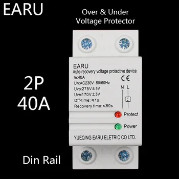 1 pc 40A 220V Din Rail Self Obnovitev Samodejno Znova priključite Več & Pod Napetostjo Strela Zaščite Zaščitni Rele Zaščitnik