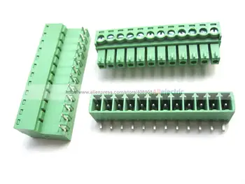 10 Kos/veliko 12pin 3.81 mm Globina Terminal Blok Priključek 3.81 mm Kota 12 Pin Zelena Plug Tip