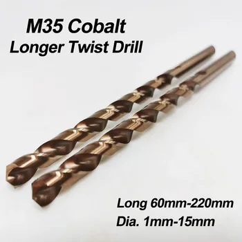 1Pc 1-15 mm HSS-CO 5% Kobalta M35 Podaljšali Naravnost Kolenom Twist Drill Bit Za Nerjavno Jeklo Legirano Jeklo in Lito Železo