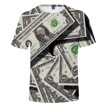2022 Smešno ameriški Dolar T - Shirt 3D Moški/Ženske T-Shirt Opica Kratek Rokav Tee Fantje/Dekleta Tshirt Poletje Denar Otroci Vrhovi