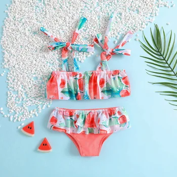 2023 Fant Dekle Lep Bikini Komplet Nov Modni Stilsko Dva Kosa Kopalke Otrok Srčkan Kopalke Sweet Baby Plaži Bathingsuit