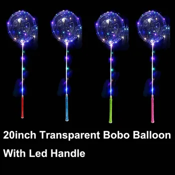 3/5 Določa LED sveti BoBo Pisane Balone 20 Centimetrov Pregleden Mehurček Balon 3 Ravni Utripa Ročaj 70 cm Stick