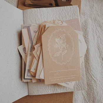 40 Kos Klasičnih Cvet Oznaka Memo Pad Kartona Obrti Papir Junk List Ephemera DIY Kolaž Scrapbooking Material, Papir Pack
