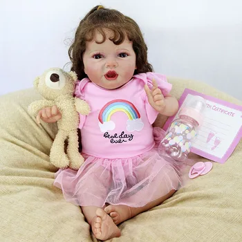 55 CM Bebe Prerojeni Baby Doll Toddle Gertie 3D Naslikal Kožo Z Ročno Lase Visoke Kakovosti Za Otroke Darilo boneca, ki so prerojeni