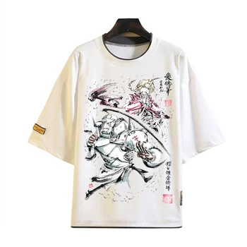 Anime Fullmetal Alkimist, Alphonse Elric Majice s kratkimi rokavi Moški ženske Kratka Sleeved Poletje bele Majice Črnilo pranje slikarstvo T-Shirt