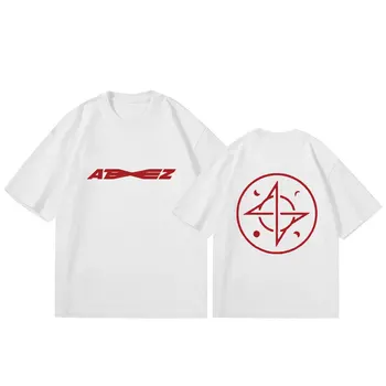 ATEEZ T-Shirt Moda Priložnostne Poletje Bombaž O-Vratu Tiskanje Puloverju Kratek Rokav Kpop World Tour Oblačila Navijači Podporo Darilo