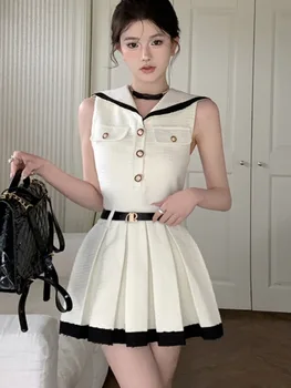Francoski Letnik Majhna Dišava Obleko Za Ženske 2023 Korejski Eleganten Modni Sladko Naguban Mini Poletje Stranka Obleko Oblačilih Vestidos