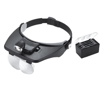 Glavo Povečevalna Očala Glavo Lupa za ponovno Polnjenje 1X 3,5 X 4 Zamenljivimi Objektivi Glavo Lupa z LED za Plovila