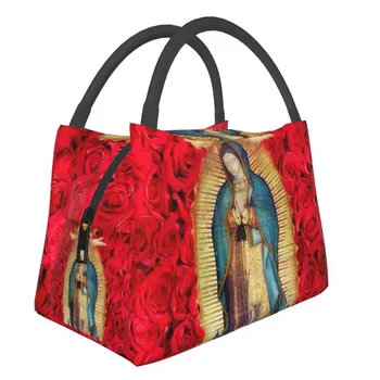 Guadalupe Devica Marija S Cvetjem Toplotno Izolirana Kosilo Vrečko Ženske Katoliške Prenosni Kosilo Posodo Obrok Hrane Polje