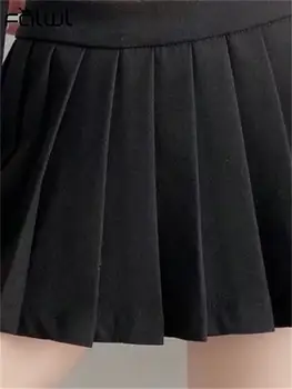 Habbris Poletje Seksi Črno Mini Krilo Priložnostne Obleko Za Ženske 2023 Črnega Visoko Pasu Nabrano Krila Stranke Krila Korejski Moda