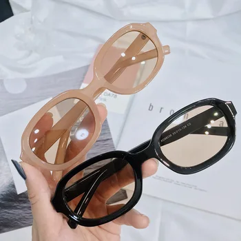Korejski Hip-hop Letnik Ženska sončna Očala Znamke Oblikovalec Ovalno Ogledalo sončna Očala Ženski Retro Konkavno Moda Oculos De Sol