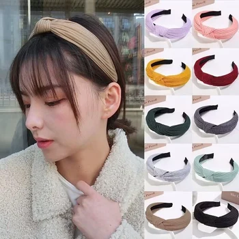 Korejski Moda Barva Vozlane Hairbands Letnik Lase Hoop Dekleta Novo Pokrivala Trakovi za Lase Ženska Dodatki za Lase