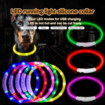 LED Žareče Pes Ovratnik Nastavljiv Utripa Rechargea Svetlobna Ovratnik Noč Anti-Izgubljeno Pes Svetlobe HarnessFor Majhen Pes Izdelki za Hišne živali