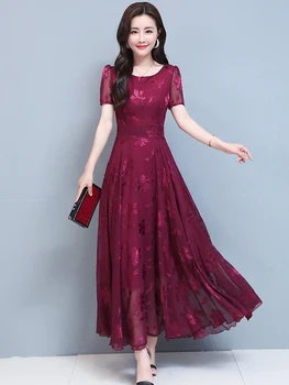 Maxi Šifon Obleko Cvetlični Stranka Elegantno Boho Poletje korejski Modi Dolge Elegantne Večerne Obleke Letnik Modra Oblačila za Ženske