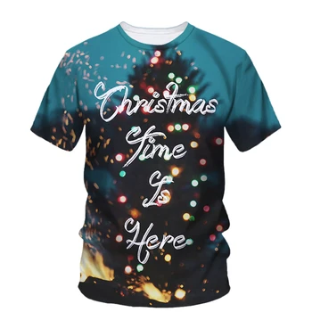 Novo Izvirnost Vesel Božič grafični t srajce Za Unisex Trend Modni Praznično Vzdušje, Natisnjena okoli Vratu Kratek Sleeve Zgornji del