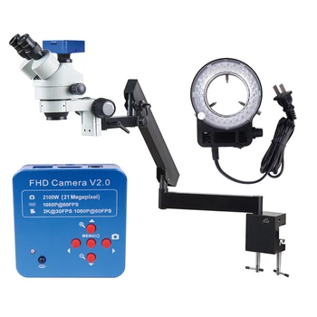 Ob navajanju Kraka Roko Zavarovanje Posnetek Microscopio LED Obroč Svetlobe 7X 45X Zaporednih Zoom Trinocular Stereo Mikroskop s Kamero