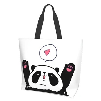 Panda Ljubezen Tote Vrečko Ženske Priložnostne Rame Torbico Vrečko za Večkratno uporabo Večnamenske Težka Nakupovanje Trgovina Torba za na Prostem