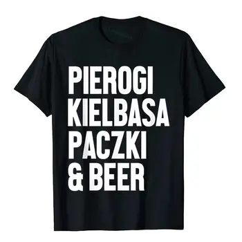 Poljski Hrane Majica Pierogi Kielbasa Paczki Pivo Dyngus Dan T-Majica Bombaž Fitnes Vrhovi Srajce Razširjena Mens T Shirt Evropi