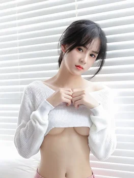 Seksi Nizko Rezano Ženske Pletenine Korejski Priljubljena Puloverji Kratek Crop Tops Long Sleeve Jopica Modna Ženska Oblačila