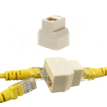 Veliko 100 kozarcev Banggood LAN Ethernet Omrežja Kabel RJ45 Ženski Splitter 1 V 2 Out Priključek Adapter za Dvojni Plug Whloesale