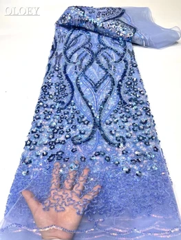 Visoka Kakovost Modnih Francoski Vezenje Beaded Čipke Tkanine Afriške Nigerijski Bleščica Čipke Tkanina Za Poročne Obleke