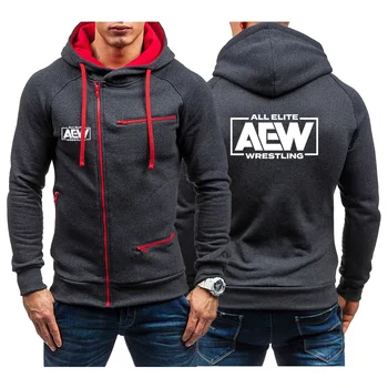 Vse Elite AEW Rokoborba Moške Spomladi In Jeseni Dolgo Sleeved Barva Priložnostne Šport Hooded Zadrgo Sweatshirts na Prostem Oblačila