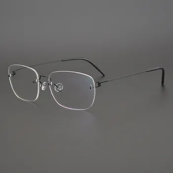 Čistega Titana Brezvijačno Poslovnih Očal Okvir za Moške Ultralahkih Kvadratnih Rimless Očala Ženske brez okvirjev Optičnih Očal